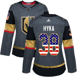 Women's Vegas Golden Knights #38 Tomas Hyka Grey Home Authentic USA Flag Stitched NHL Jersey