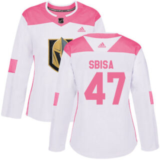 Women's Vegas Golden Knights #47 Luca Sbisa White Pink Authentic Fashion Stitched NHL Jersey