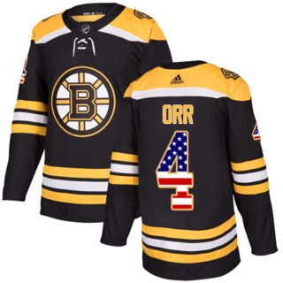 Youth Boston Bruins #4 Bobby Orr Black Home Authentic USA Flag Youth Stitched NHL Jersey