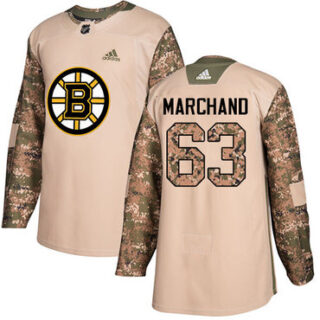 Youth Boston Bruins #63 Brad Marchand Camo Authentic 2017 Veterans Day Youth Stitched NHL Jersey