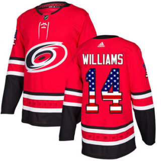 Youth Carolina Hurricanes #14 Justin Williams Red Home Authentic USA Flag Stitched NHL Jersey