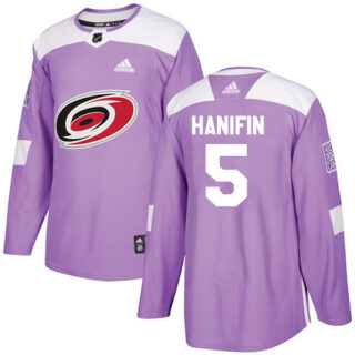 Youth Carolina Hurricanes #5 Noah Hanifin Purple Authentic Fights Cancer Stitched NHL Jersey
