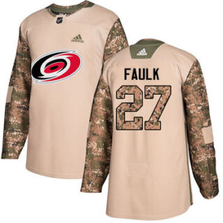 Youth Carolina Hurricanes #27 Justin Faulk Camo Authentic 2017 Veterans Day Stitched NHL Jersey