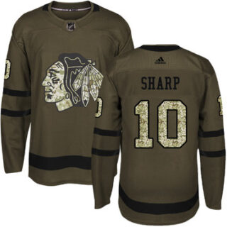 Youth Chicago Blackhawks #10 Patrick Sharp Green Salute to Service Stitched NHL Jersey