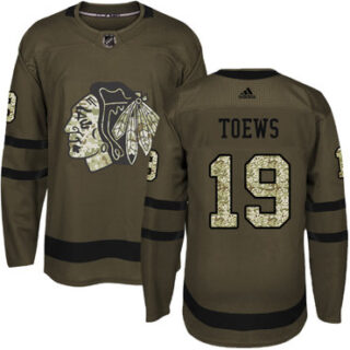 Youth Chicago Blackhawks #19 Jonathan Toews Green Salute to Service Stitched NHL Jersey