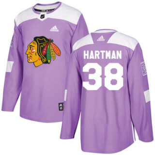 Youth Chicago Blackhawks #38 Ryan Hartman Purple Authentic Fights Cancer Stitched NHL Jersey