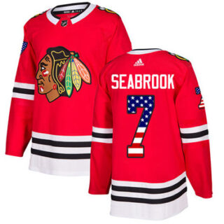 Youth Chicago Blackhawks #7 Brent Seabrook Red Home Authentic USA Flag Stitched NHL Jersey