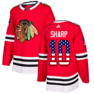 Youth Chicago Blackhawks #10 Patrick Sharp Red Home Authentic USA Flag Stitched NHL Jersey