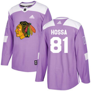 Youth Chicago Blackhawks #81 Marian Hossa Purple Authentic Fights Cancer Stitched NHL Jersey