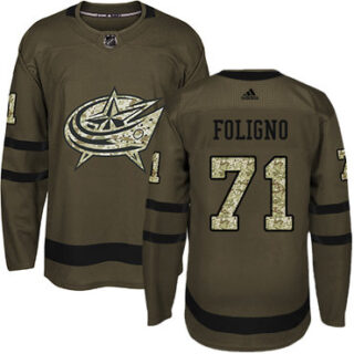 Youth Columbus Blue Jackets #71 Nick Foligno Green Salute to Service Stitched NHL Jersey