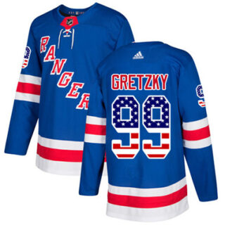 Youth Detroit Rangers #99 Wayne Gretzky Royal Blue Home Authentic USA Flag Stitched NHL Jersey
