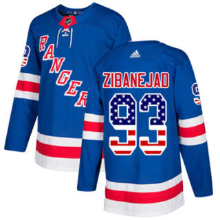 Youth Detroit Rangers #93 Mika Zibanejad Royal Blue Home Authentic USA Flag Stitched NHL Jersey
