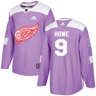 Youth Detroit Red Wings #9 Gordie Howe Purple Authentic Fights Cancer Stitched NHL Jersey