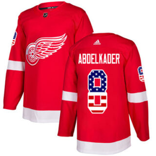 Youth Detroit Red Wings #8 Justin Abdelkader Red Home Authentic USA Flag Stitched NHL Jersey