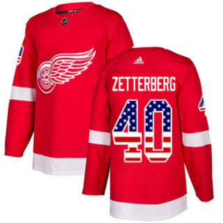 Youth Detroit Red Wings #40 Henrik Zetterberg Red Home Authentic USA Flag Stitched NHL Jersey
