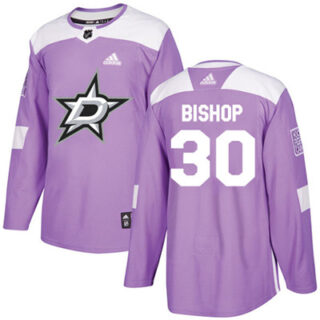 Youth Dallas Stars #30 Ben Bishop Purple Authentic Fights Cancer Stitched NHL Jersey