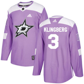 Youth Dallas Stars #3 John Klingberg Purple Authentic Fights Cancer Stitched NHL Jersey