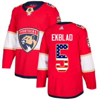 Youth Florida Panthers #5 Aaron Ekblad Red Home Authentic USA Flag Stitched NHL Jersey
