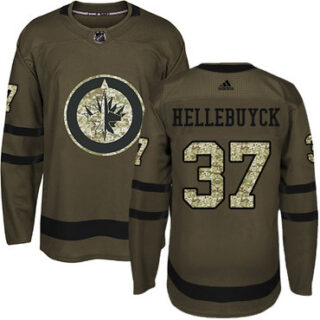 Youth Winnipeg Jets #37 Connor Hellebuyck Green Salute to Service Stitched NHL Jersey