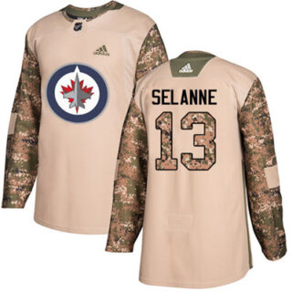 Youth Winnipeg Jets #13 Teemu Selanne Camo Authentic 2017 Veterans Day Stitched NHL Jersey