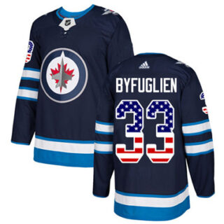 Youth Winnipeg Jets #33 Dustin Byfuglien Navy Blue Home Authentic USA Flag Stitched NHL Jersey