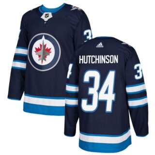 Youth Winnipeg Jets #34 Michael Hutchinson Navy Blue Home Authentic Stitched NHL Jersey
