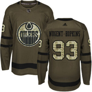 Youth Edmonton Oilers #93 Ryan Nugent-Hopkins Green Salute to Service Stitched NHL Jersey