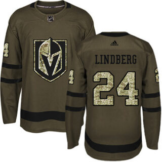 Youth Vegas Golden Knights #24 Oscar Lindberg Green Salute to Service Stitched NHL Jersey