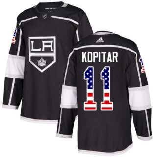 Youth Los Angeles Kings #11 Anze Kopitar Black Home Authentic USA Flag Stitched NHL Jersey