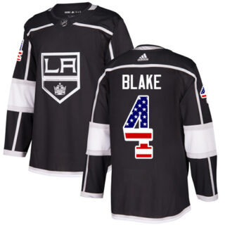 Youth Los Angeles Kings #4 Rob Blake Black Home Authentic USA Flag Stitched NHL Jersey