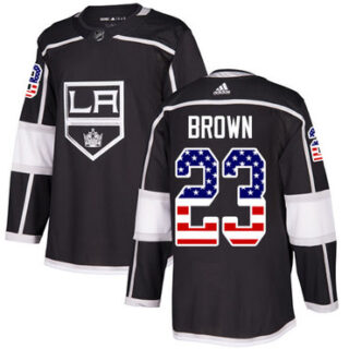 Youth Los Angeles Kings #23 Dustin Brown Black Home Authentic USA Flag Stitched NHL Jersey