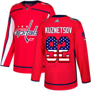 Youth Washington Capitals #92 Evgeny Kuznetsov Red Home Authentic USA Flag Stitched NHL Jersey