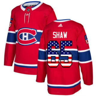 Youth Montreal Canadiens #65 Andrew Shaw Red Home Authentic USA Flag Stitched NHL Jersey