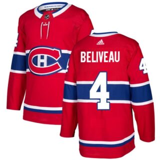 Youth Montreal Canadiens #4 Jean Beliveau Red Home Authentic Stitched NHL Jersey