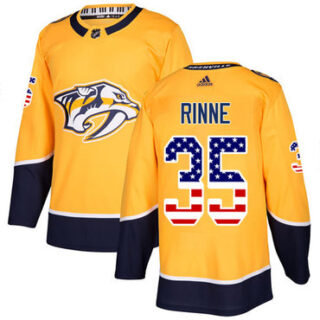 Youth Nashville Predators #35 Pekka Rinne Yellow Home Authentic USA Flag Stitched NHL Jersey