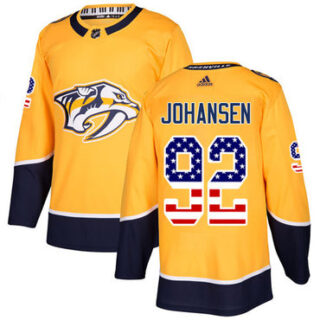 Youth Nashville Predators #92 Ryan Johansen Yellow Home Authentic USA Flag Stitched NHL Jersey