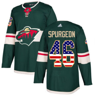 Youth Minnesota Wild #46 Jared Spurgeon Green Home Authentic USA Flag Stitched NHL Jersey