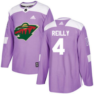 Youth Minnesota Wild #4 Mike Reilly Purple Authentic Fights Cancer Stitched NHL Jersey