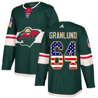Youth Minnesota Wild #64 Mikael Granlund Green Home Authentic USA Flag Stitched NHL Jersey