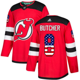 Youth New Jersey Devils #8 Will Butcher Red Home Authentic USA Flag Stitched NHL Jersey