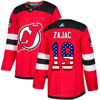Youth New Jersey Devils #19 Travis Zajac Red Home Authentic USA Flag Stitched NHL Jersey