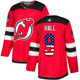 Youth New Jersey Devils #9 Taylor Hall Red Home Authentic USA Flag Stitched NHL Jersey