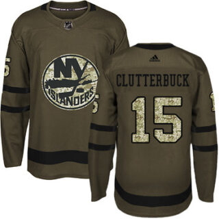 Youth New York Islanders #15 Cal Clutterbuck Green Salute to Service Stitched NHL Jersey