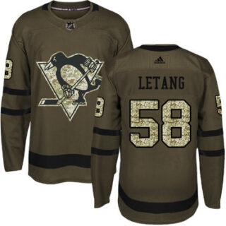 Youth Pittsburgh Penguins #58 Kris Letang Green Salute to Service Stitched NHL Jersey