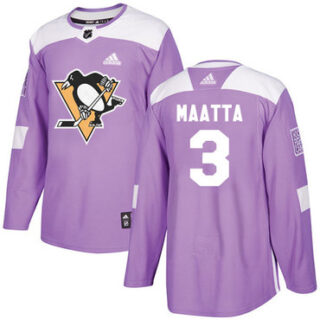 Youth Pittsburgh Penguins #3 Olli Maatta Purple Authentic Fights Cancer Stitched NHL Jersey