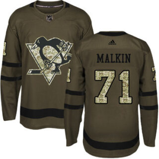 Youth Pittsburgh Penguins #71 Evgeni Malkin Green Salute to Service Stitched NHL Jersey