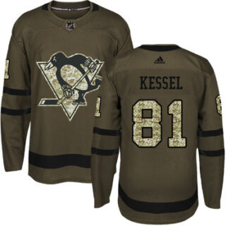 Youth Pittsburgh Penguins #81 Phil Kessel Green Salute to Service Stitched NHL Jersey