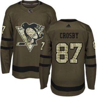 Youth Pittsburgh Penguins #87 Sidney Crosby Green Salute to Service Stitched NHL Jersey