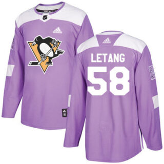 Youth Pittsburgh Penguins #58 Kris Letang Purple Authentic Fights Cancer Stitched NHL Jersey