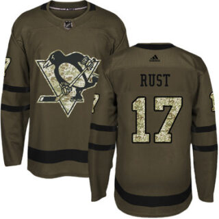 Youth Pittsburgh Penguins #17 Bryan Rust Green Salute to Service Stitched NHL Jersey
